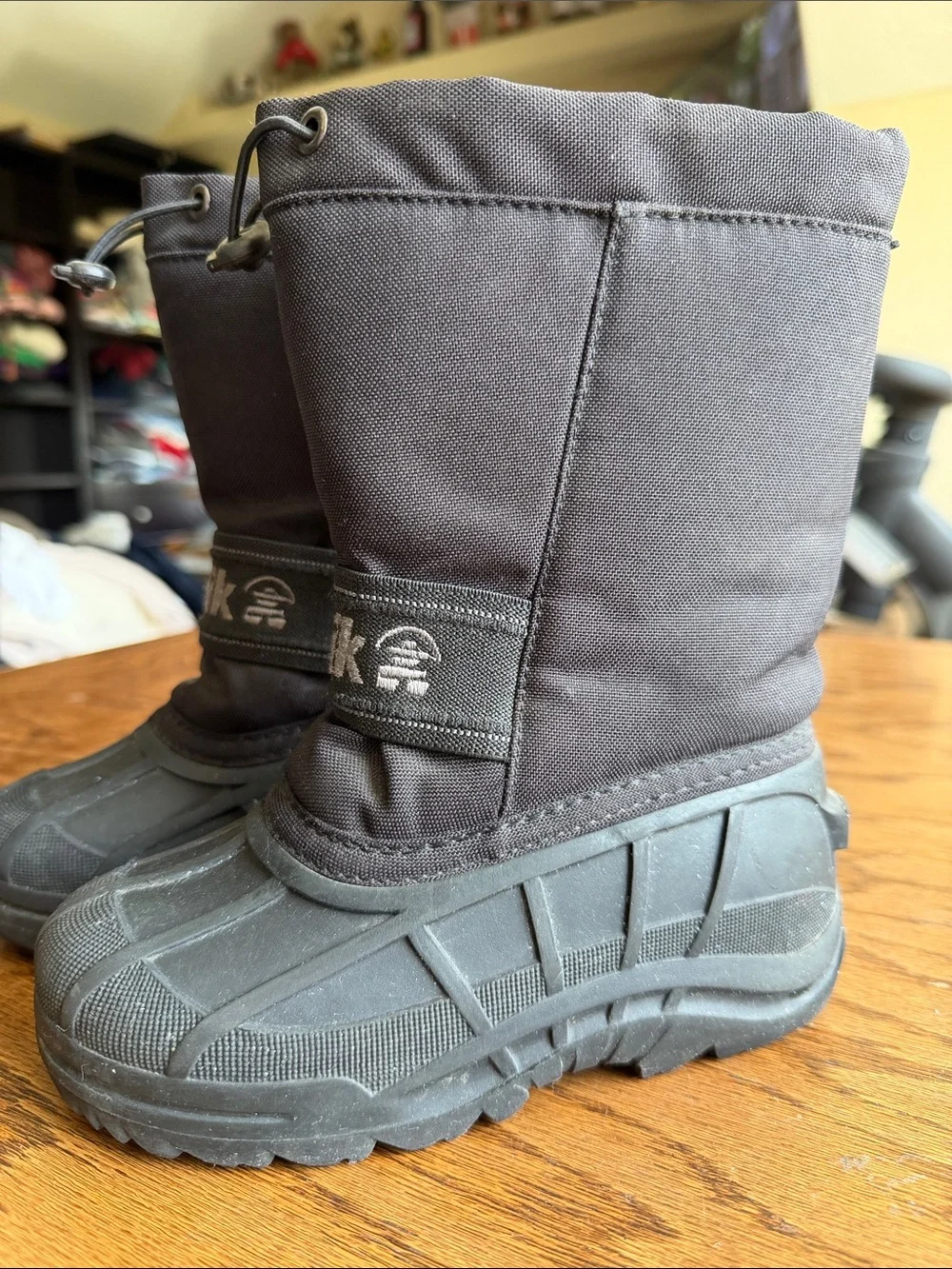 Kamik Kids Black Waterproof Snow Boots with Drawcord